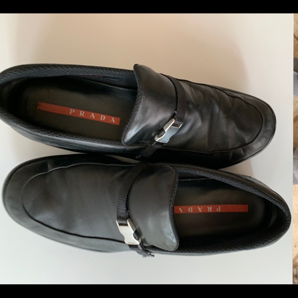 Prada women’s black leather loafer